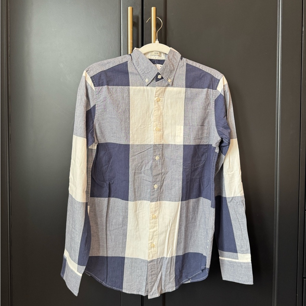 NEW J.CREW MEN’S BLUE GINGHAM SHIRT